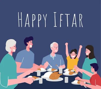 Happy iftar party ramadan concept art illustration Stock Illustration