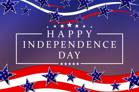 Happy Independence Day background with waving US national flag, stars and Stock Illustration