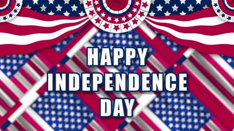 Happy independence day blessings on blur background and usa flag texture de.. Stock Footage 311200665