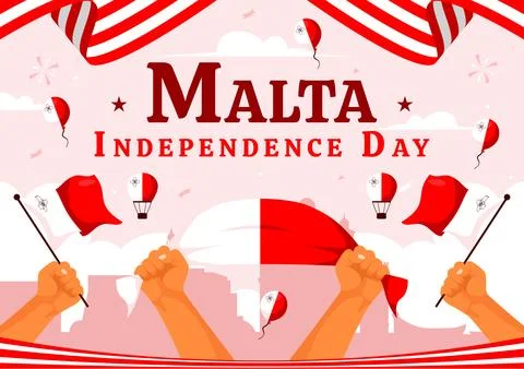 Happy Independence Day of Malta Vector Illustration Celebrating 21st Septem.. Stock Illustration