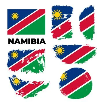 Happy independence day of Namibia.Brush painted grunge flag of Namibia country. Stock Illustration