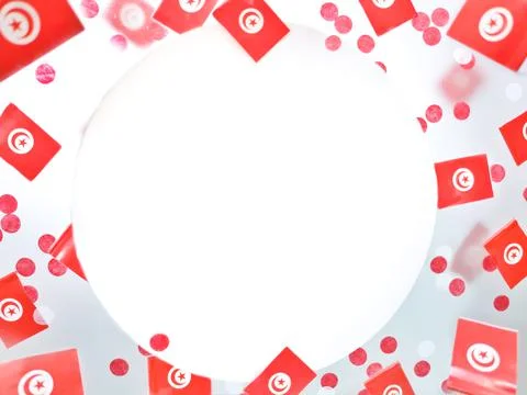 Happy independence day Republic of Tunisia. March 20. Flags on a foggy backgr Stock Photos