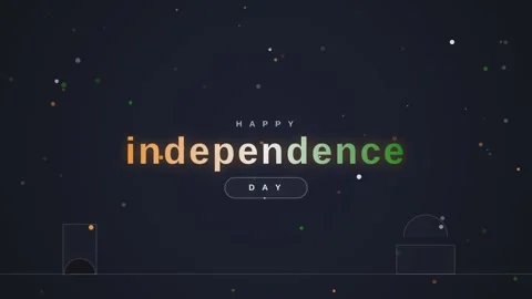 Happy independence day text animation with abstract shapes and particles. Stock Footage 341292324