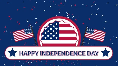 Happy independence day text background with two waving flag Stock Footage 237757813