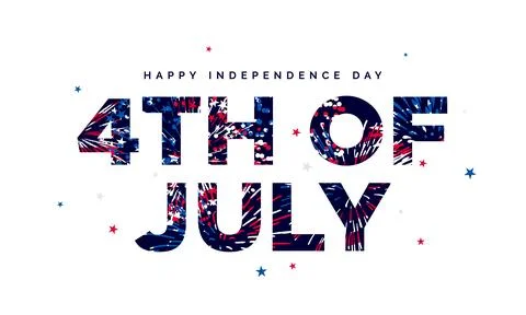 Happy Independence Day typography text, 4th July fireworks 스톡 일러스트