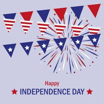 Happy Independence Day usa pattern party flags and firework in blue and red Illustrazione stock
