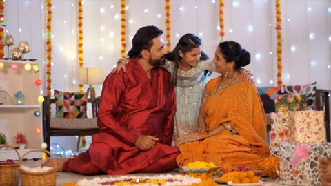 Happy Indian family in traditional Stock Video Pond5