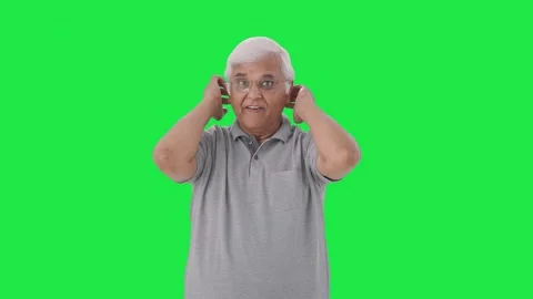 Happy Indian old man getting ready Green screen Video stock 280381969