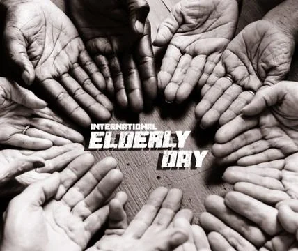 Happy international elderly day concept Stock Photos