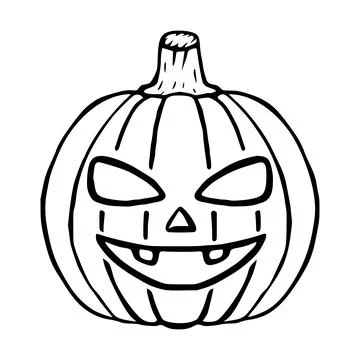 Happy Jack O Lantern doodle icon, halloween pumpkin isolated 스톡 일러스트
