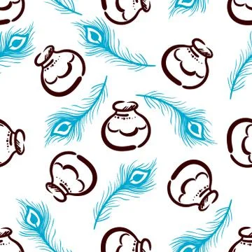 Happy Janmashtami Seamless Pattern Stock Illustration