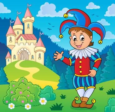 Happy jester theme image Stock Illustration
