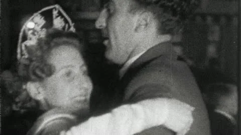 Happy JEWISH BRIDE WEDDING Guests Dance 1940s Vintage Film Home Movie 3710 Stock Footage