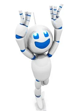 Happy jumping cartoon Robot Stock Illustration