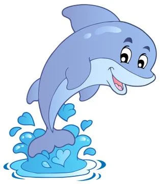 Happy jumping dolphin Stock Illustration