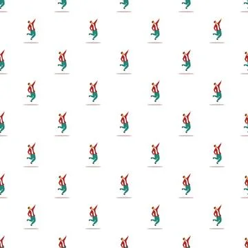 Happy jumping man character seamless pattern on white background 스톡 일러스트