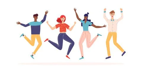 Happy jumping people Stock Illustration