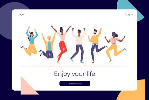 Happy jumping people Stock Illustration
