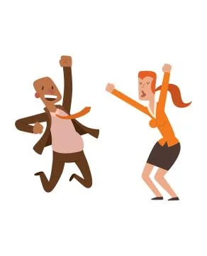 Happy jumping people vector set Stock Illustration