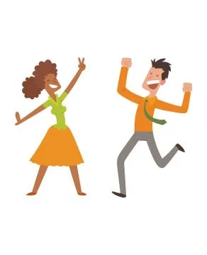 Happy jumping people vector set Stock Illustration