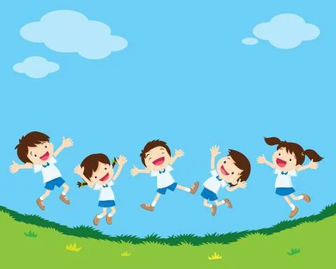 Happy jumping student Stock Illustration