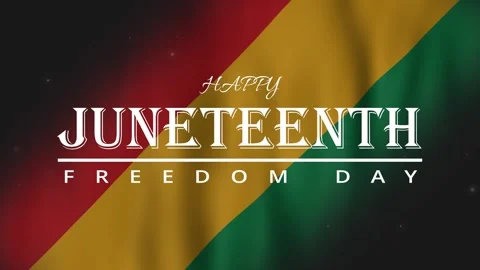 Happy Juneteenth Freedom Day Text Animation on Waving Flag Background 스톡 동영상 335814531
