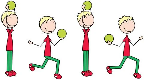 Happy kid exercises Stock Illustration