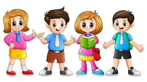 Happy kid going to school Stock Illustration