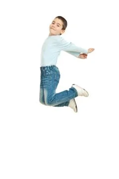 Happy kid jumping Stock Photos