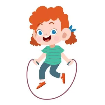 Happy kid play with rope vector illustration Stock-Illustration