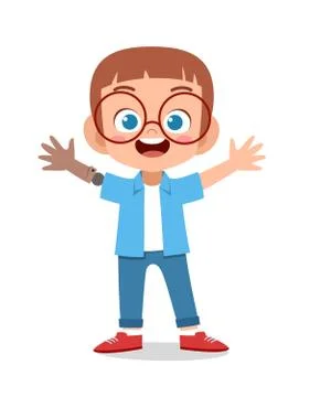 Happy kid with prosthetic arm vector Stock-Illustration