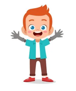 Happy kid with prosthetic arm vector Stock-Illustration