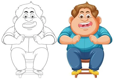 Happy Kid Sitting on Stool Illustrazione stock