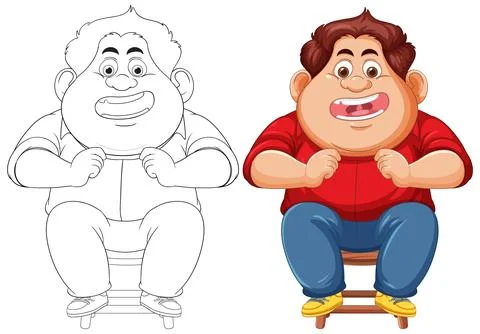 Happy Kid Sitting on Stool Illustrazione stock