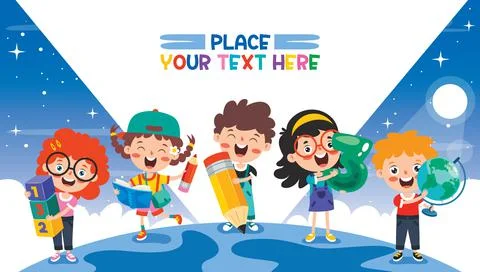 Happy Kid Studying And Learning Stock Illustration
