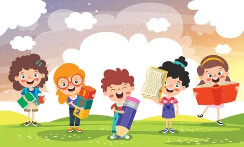 Happy Kid Studying And Learning Stock Illustration