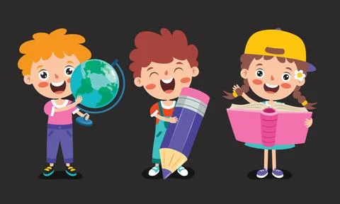 Happy Kid Studying And Learning Stock Illustration