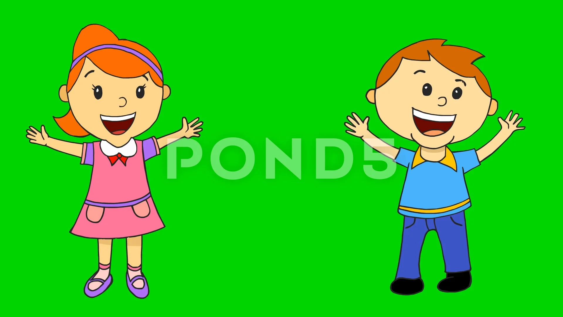 Happy Kids 2D Cartoon Characters | Stock Video | Pond5