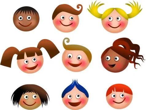 Happy Kids Faces Stock-Illustration