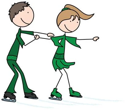Happy kids ice skating vector illustration Stock Illustration