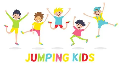 Happy kids isolated on white background Stock Illustration