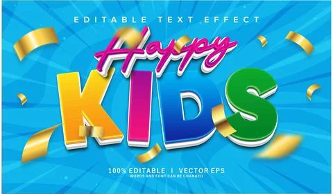 Happy kids vector text effect with modern style design Stock Illustration