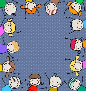 Happy kiids with banners Stock Illustration