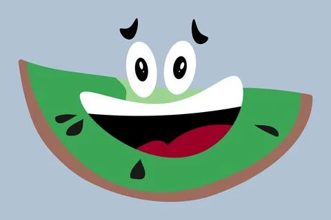 Happy kiwi fruit slice sticker with funny face cartoon character, vector Stock Illustration