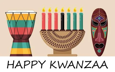 Happy kwanzaa invitation vector for web, card, social media. Happy kwanza cel Stock Illustration