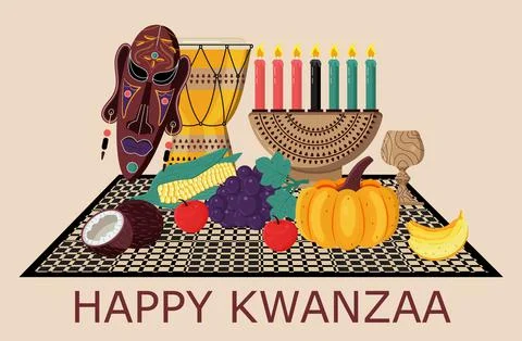 Happy kwanzaa invitation vector for web, card, social media. Happy kwanza cel 스톡 일러스트