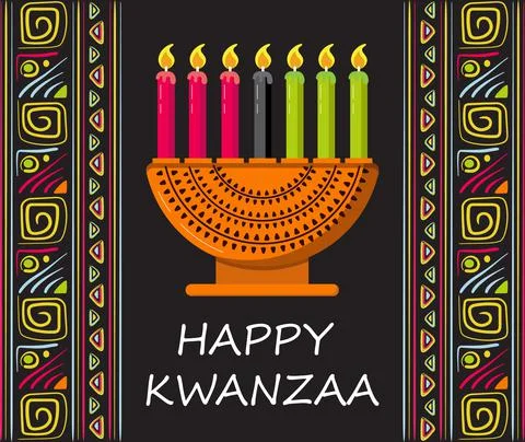 Happy kwanzaa invitation vector for web, card, social media. Happy kwanza cel 스톡 일러스트
