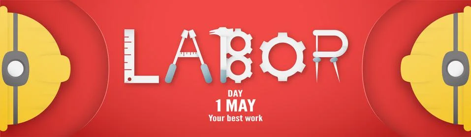 Happy Labor day on 1 May of years. Template design for banner, poster, cover, Stock Illustration