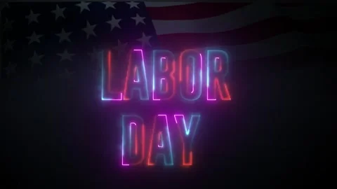 Happy Labor Day  and background with USA Waving flag and glowing text animation. Stock Footage 247956908