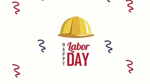 Happy labor day animation featuring yellow construction hard hat with falli.. Video stock 339045281